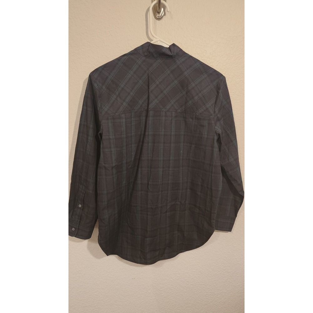 J. Crew Jeweled Button Popover Tunic in Black Watch Tartan-Midnight Emerald-2 - Picture 6 of 6